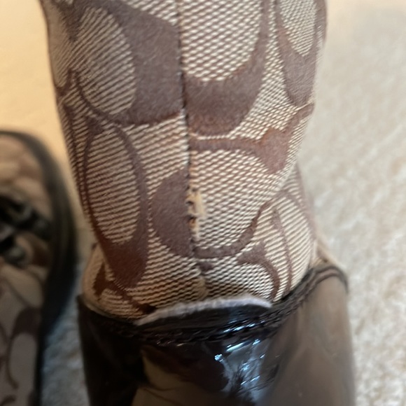 Coach Tan and Black Monogram Lace-Up Boots - Picture 4 of 7